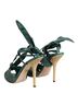 Dolce & Gabbana Basic 100% Leather Solid Green Green Python Leather Heels Sandals Women's Shoes Size 7 - photo 5