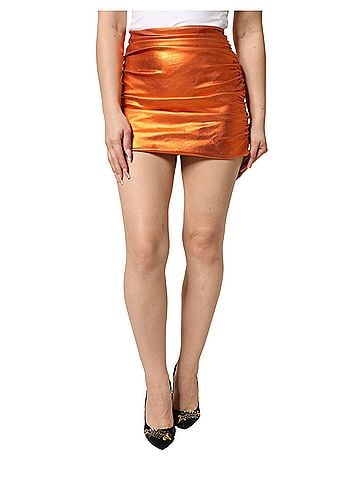Dolce & Gabbana Basic Metallic Orange Viscose High Waist Mini Women's Skirt (view 1)