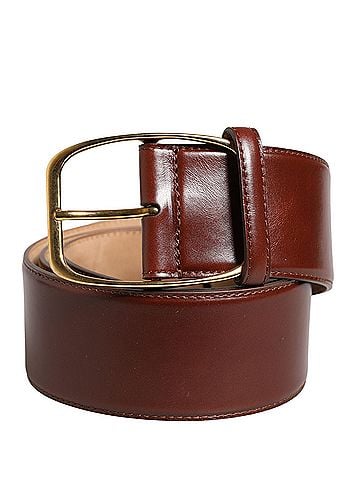 Dolce & Gabbana Basic Brown Leather Waist Gold Metal Buckle Women's Belt (view 1)