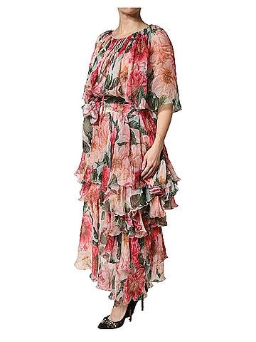 Dolce & Gabbana Basic Multicolor Floral Silk Layered Maxi Women's Dress (view 2)