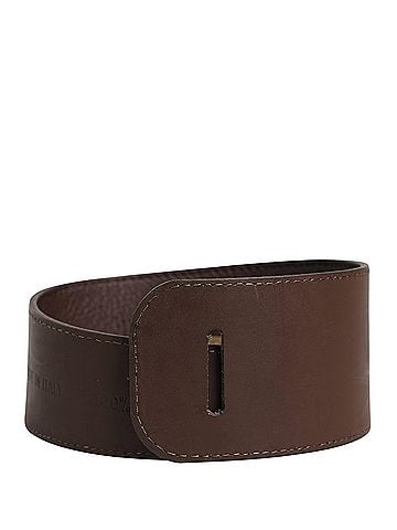 GF Ferre Brown Genuine Leather Logo Wide Waist Women Women's Belt (view 1)