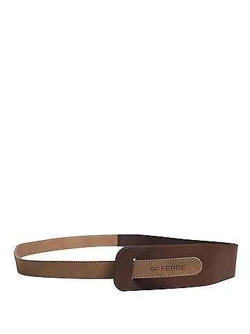 GF Ferre Brown Genuine Leather Logo Wide Waist Women Women's Belt (view 2)