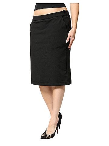 GF Ferre Black Polyester Pencil Cut Knee Length Women Women's Skirt (view 2)