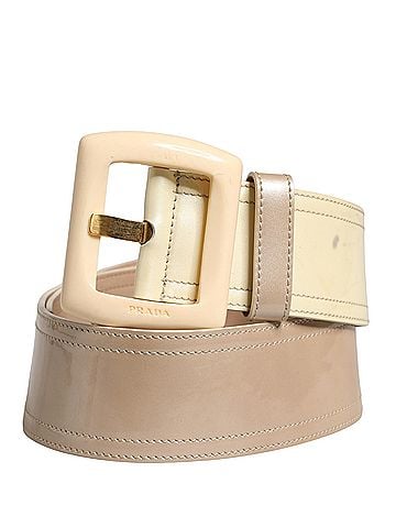 Prada Beige Leather Logo Wide Waist Women Square Buckle Women's Belt (view 1)