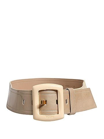 Prada Beige Leather Logo Wide Waist Women Square Buckle Women's Belt (view 2)
