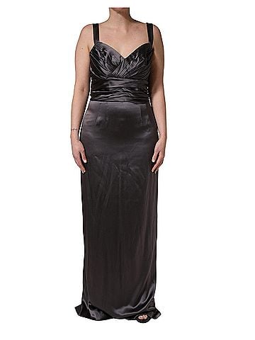 Dolce & Gabbana Basic Black Satin Sleeveless Sweetheart Women's Dress (view 1)