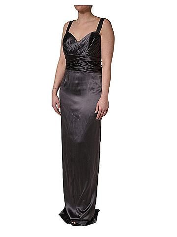 Dolce & Gabbana Basic Black Satin Sleeveless Sweetheart Women's Dress (view 2)
