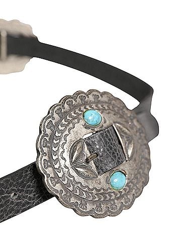 Class Roberto Cavalli Black Turquoise Leather Embellished Oval Buckle Women's Belt (view 2)