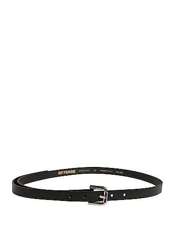 GF Ferre Black Leather Slim Gold Tone Buckle Waist Men Women's Belt (view 2)