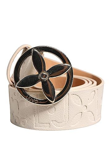 LIU JO Beige Leather Wide Waist Silver Metal Buckle Waist Women Women's Belt (view 1)