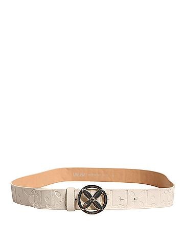 LIU JO Beige Leather Wide Waist Silver Metal Buckle Waist Women Women's Belt (view 2)