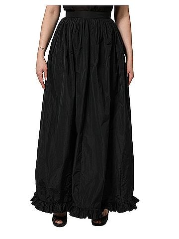 MSGM Black High Waist Pleated A-line Long Maxi Women Women's Skirt (view 1)