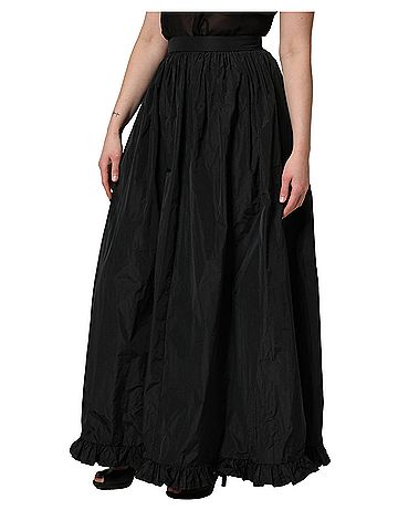 MSGM Black High Waist Pleated A-line Long Maxi Women Women's Skirt (view 2)