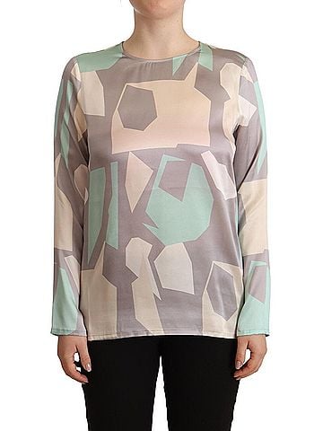 Fabiana Filippi Multicolor Silk Long Sleeves Round Neck Top Women's Blouse (view 1)