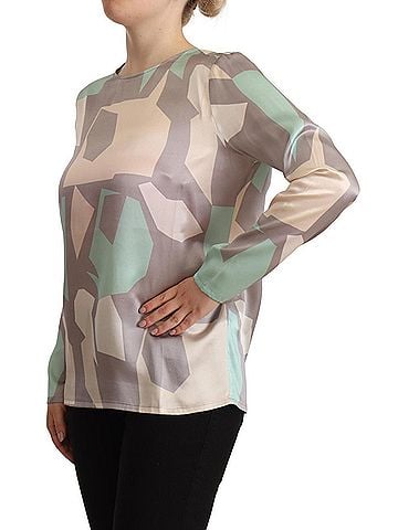 Fabiana Filippi Multicolor Silk Long Sleeves Round Neck Top Women's Blouse (view 2)