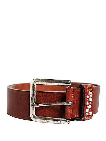 GF Ferre Bordeaux Wide Leather Waist Gold Silver Buckle Women's Belt (view 1)