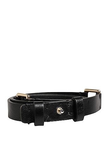 GF Ferre Black Leather Thin Gold Metal Brass Buckle Waist Women's Belt (view 1)