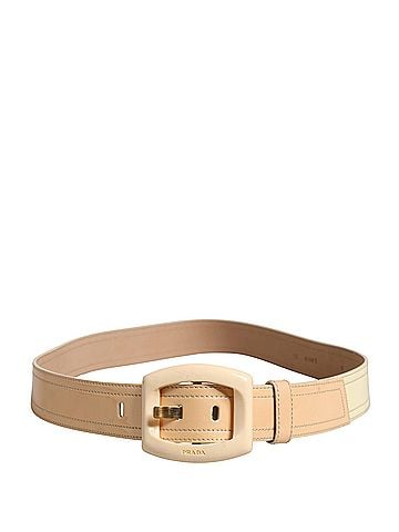 Prada Beige Leather Logo Wide Waist Women Square Buckle Women's Belt (view 2)