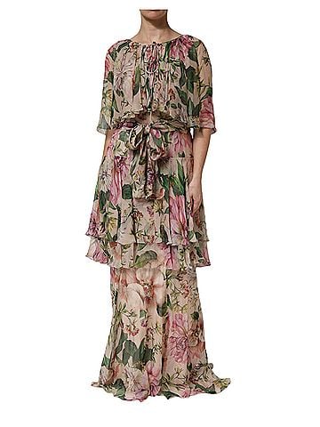Dolce & Gabbana Basic Multicolor Floral Silk Layered Maxi Women's Dress (view 1)