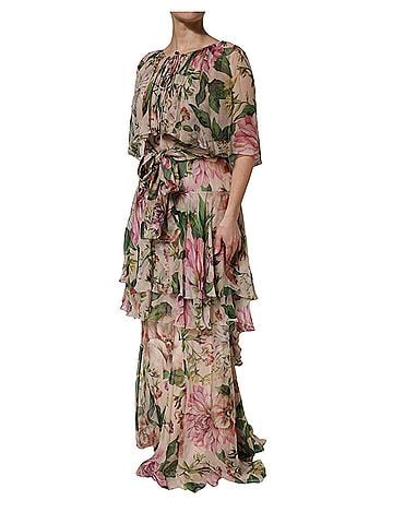 Dolce & Gabbana Basic Multicolor Floral Silk Layered Maxi Women's Dress (view 2)
