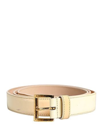 Prada Beige Leather Logo Waist Women Gold Metal Buckle Women's Belt (view 1)