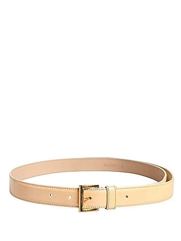 Prada Beige Leather Logo Waist Women Gold Metal Buckle Women's Belt (view 2)