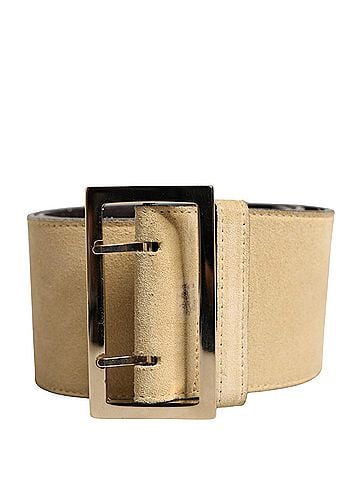 Versace Beige Suede Leather Silver Metal Buckle Women's Belt (view 1)