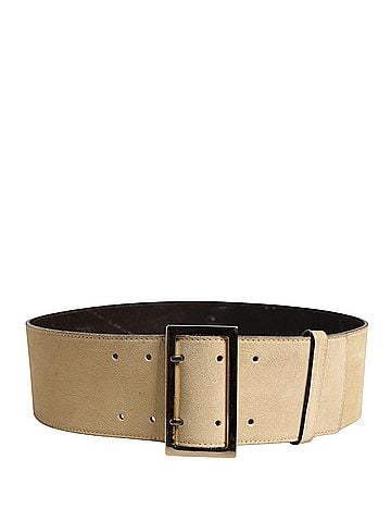 Versace Beige Suede Leather Silver Metal Buckle Women's Belt (view 2)