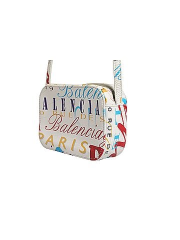 Balenciaga White Graffiti Print Leather Mini City Women's Handbag (view 2)