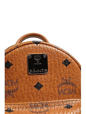 MCM Stark Mini Backpack in Visetos Women's Cognac (view 2)