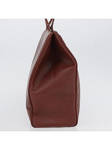 Salvatore Ferragamo Vala Tote Embossed Leather Brown Leather Tote Bag Bag (view 2)