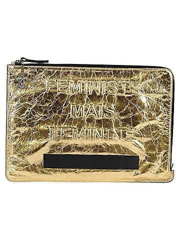Chanel Feminine Pouch Crinkled Leather Gold Leather Clutche & Pouche Bag (view 1)