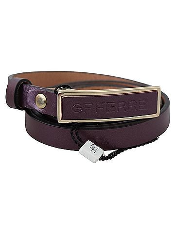 GF Ferre Gold Logo Buckle Waist Leather Skinny Women's Belt (view 1)
