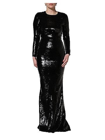 Dolce & Gabbana Basic Black Bodycon Mermaid Sequinned Gown Women's Dress (view 1)