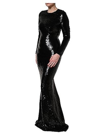 Dolce & Gabbana Basic Black Bodycon Mermaid Sequinned Gown Women's Dress (view 2)