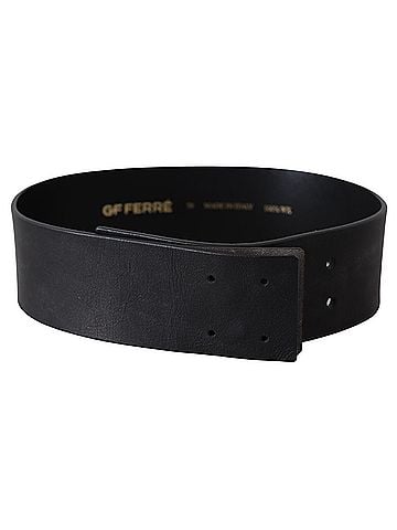 GF Ferre Black Genuine Leather Wide Logo Waist Women's Belt (view 1)