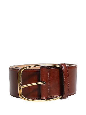 Dolce & Gabbana Basic Brown Calfskin Leather Gold Metal Buckle Women's Belt (view 1)
