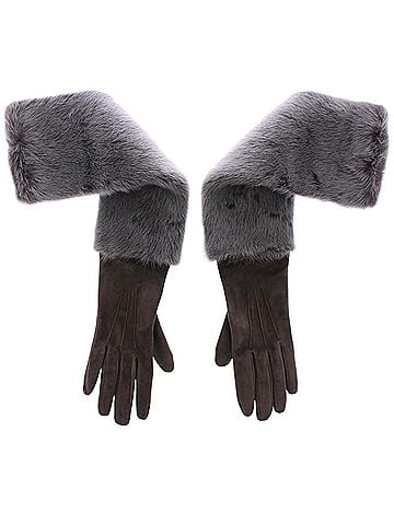 Dolce & Gabbana Basic Gray Mink Fur Lambskin Suede Leather Women's Gloves (view 2)