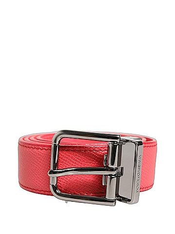 Dolce & Gabbana Basic Pink Lambskin Leather Silver Metal Buckle Women's Belt (view 2)