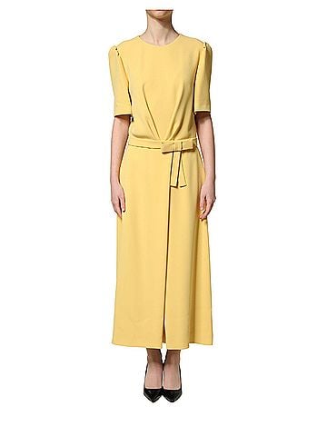 Dolce & Gabbana Basic Yellow Short-Sleeved Crew Neck Midi Women's Dress (view 1)