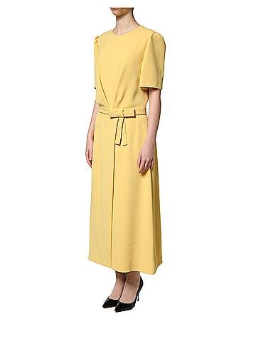 Dolce & Gabbana Basic Yellow Short-Sleeved Crew Neck Midi Women's Dress (view 2)