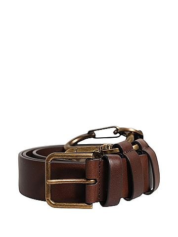 Dolce & Gabbana Basic Brown Calfskin Leather Gold Metal Buckle Women's Belt (view 1)