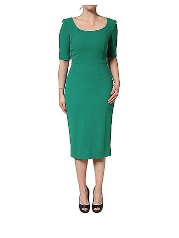 Dolce & Gabbana Basic Green Short Sleeve Pencil Sheath Midi Women's Dress (view 1)