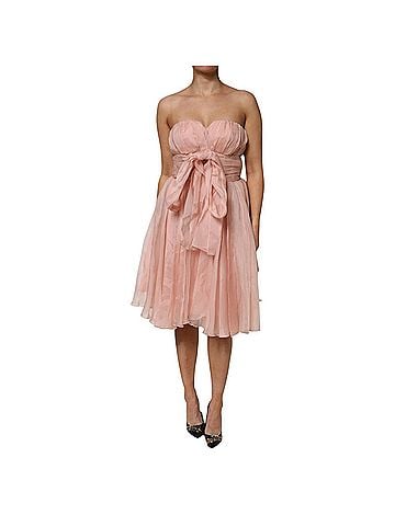 Dolce & Gabbana Basic Pink Silk Chiffon A-line Pleated Midi Women's Dress (view 1)
