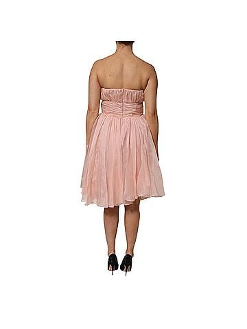 Dolce & Gabbana Basic Pink Silk Chiffon A-line Pleated Midi Women's Dress (view 2)