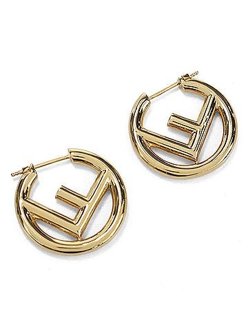 Fendi FENDI earrings, F is Fendi, women's, gold. (view 1)