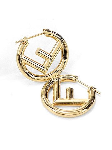 Fendi FENDI earrings, F is Fendi, women's, gold. (view 2)