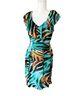 Bisou Bisou 100% Polyester 100% Polyester 100% Polyester Animal Print Teal Multi Color Cocktail Dress Size 4 - photo 1