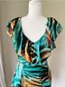 Bisou Bisou 100% Polyester 100% Polyester 100% Polyester Animal Print Teal Multi Color Cocktail Dress Size 4 - photo 3