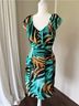 Bisou Bisou 100% Polyester 100% Polyester 100% Polyester Animal Print Teal Multi Color Cocktail Dress Size 4 - photo 4